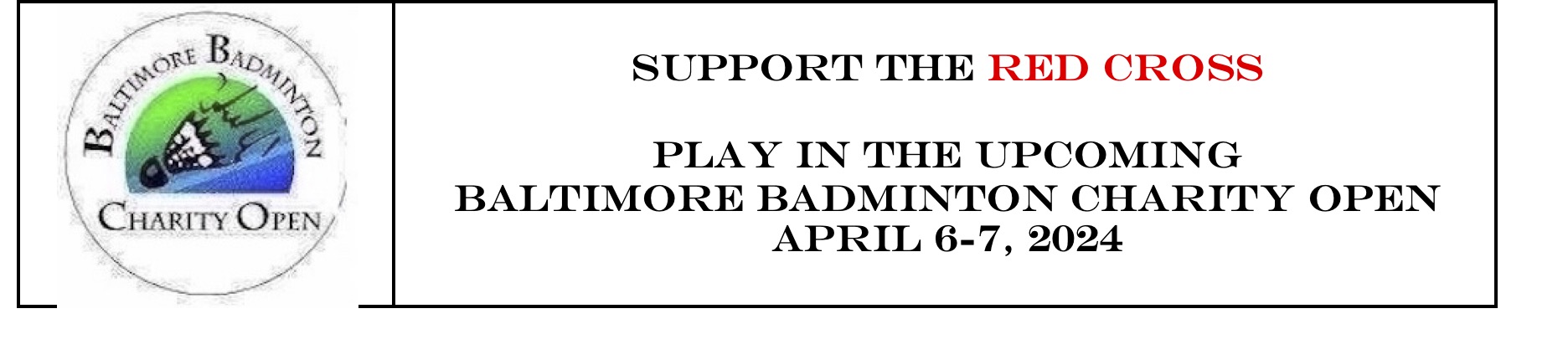 Baltimore Badminton Charity Open Banner